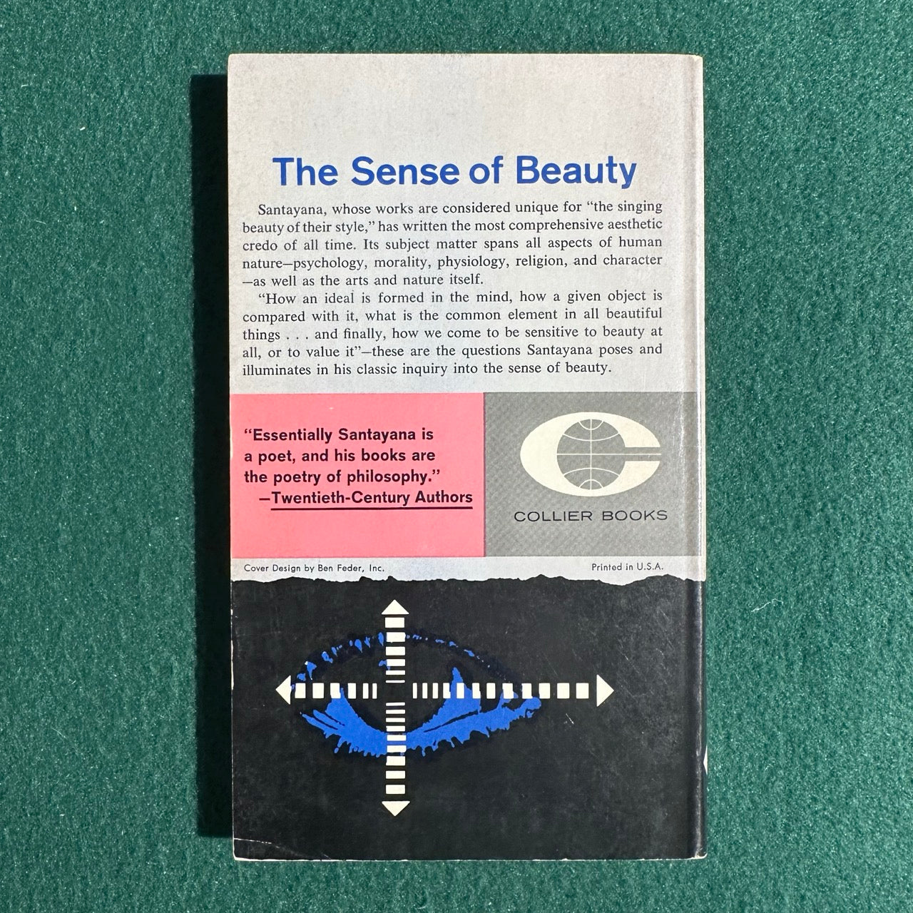 Vintage Non-Fiction Paperback: George Santayana - The Sense of Beauty FIRST PRINTING