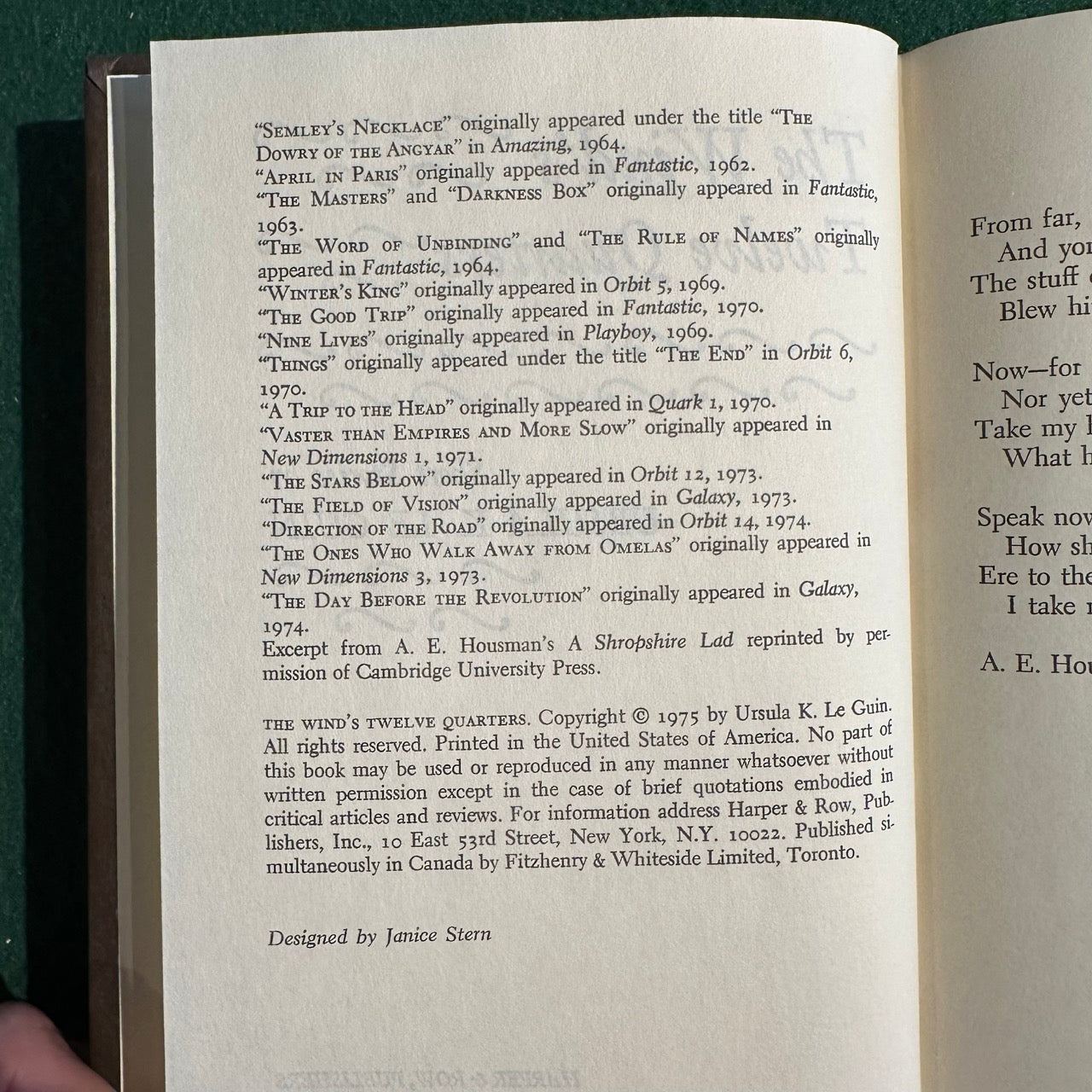 Vintage Sci-Fi/Fantasy Hardback: Ursula K Le Guin - The Wind's Twelve Quarters BCE