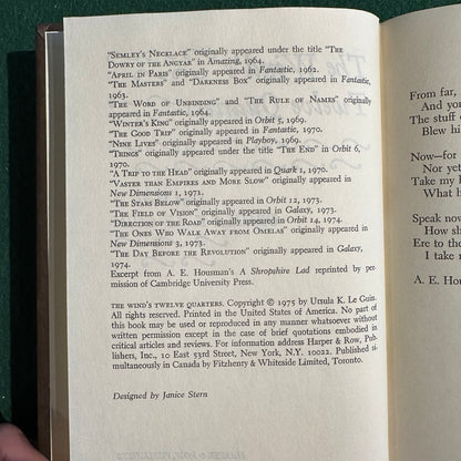 Vintage Sci-Fi/Fantasy Hardback: Ursula K Le Guin - The Wind's Twelve Quarters BCE