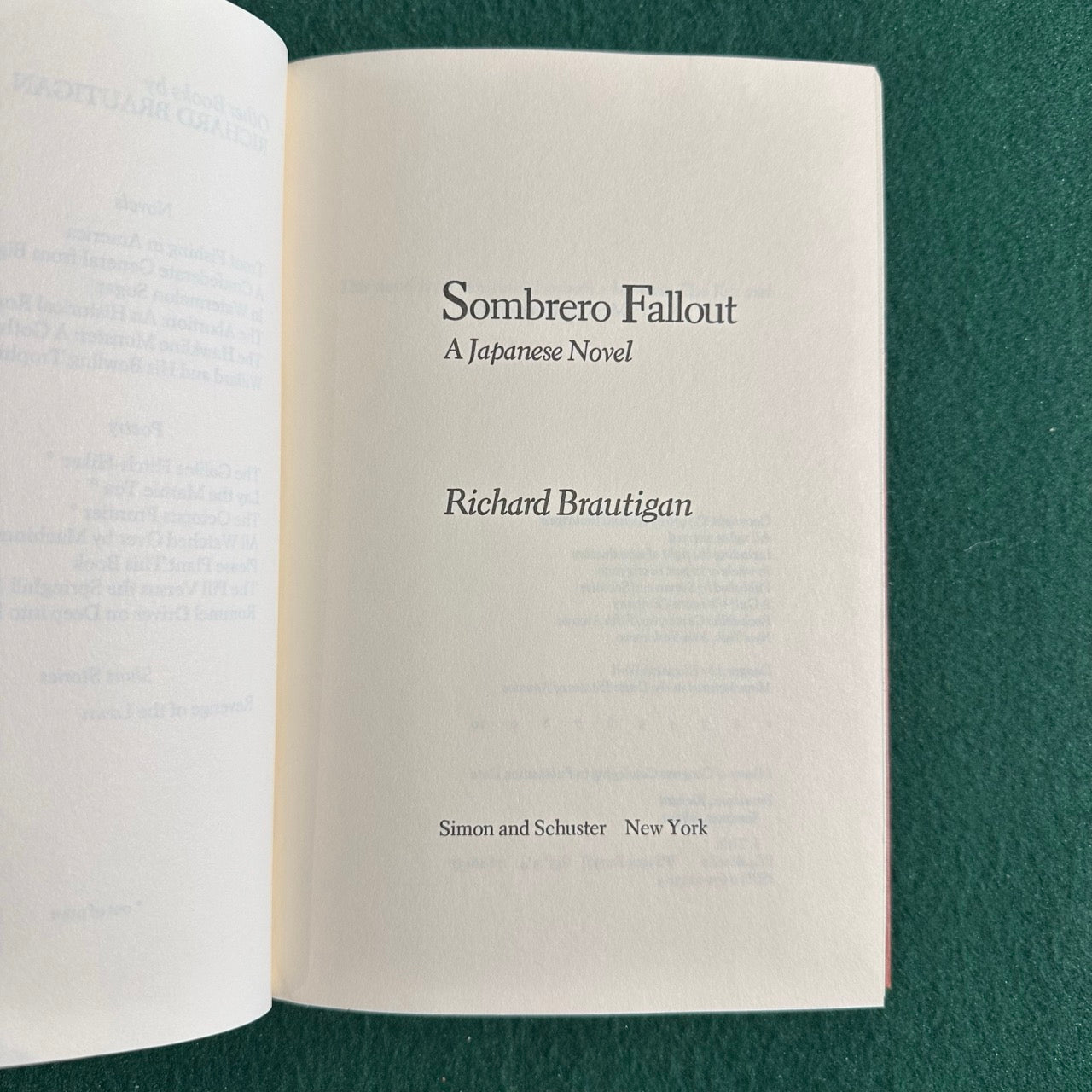 Vintage Fiction Hardback: Richard Brautigan - Sombrero Fallout FIRST EDITION