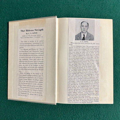 Vintage Fiction Hardback: C S Lewis - That Hideous Strength FIRST EDITION/SECOND PRINTING