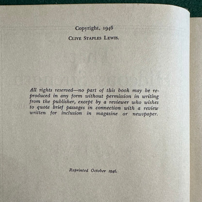 Vintage Fiction Hardback: C S Lewis - That Hideous Strength FIRST EDITION/SECOND PRINTING