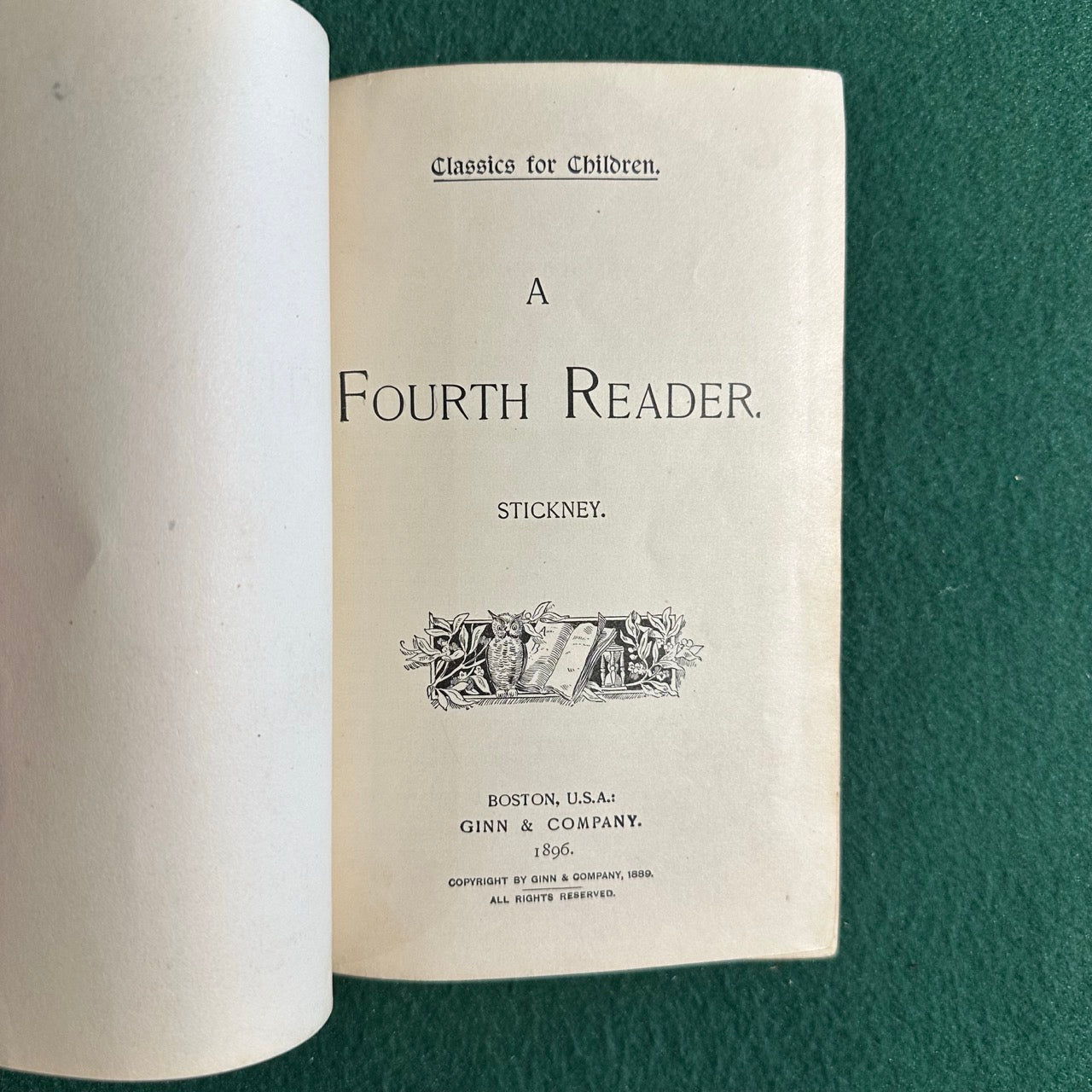 Antique Fiction Hardback: A Fourth Reader - Stickney Classic Series
