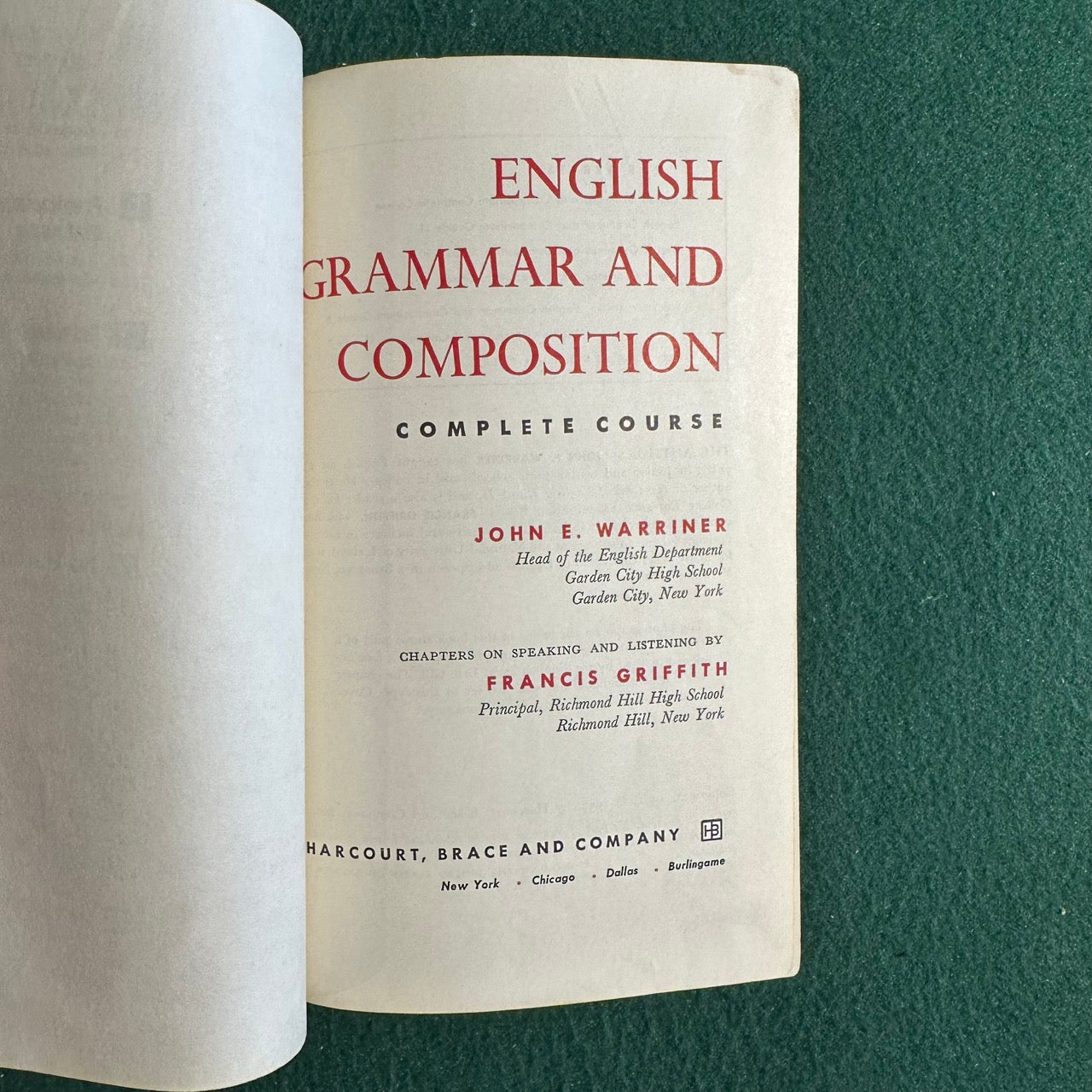 Vintage Non-Fiction Hardback: Warriner's English Grammar and Composition Complete Course