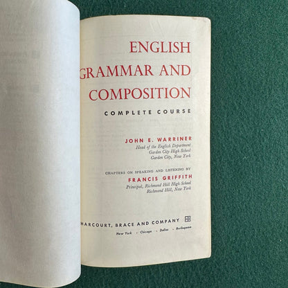 Vintage Non-Fiction Hardback: Warriner's English Grammar and Composition Complete Course