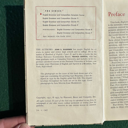 Vintage Non-Fiction Hardback: Warriner's English Grammar and Composition Complete Course