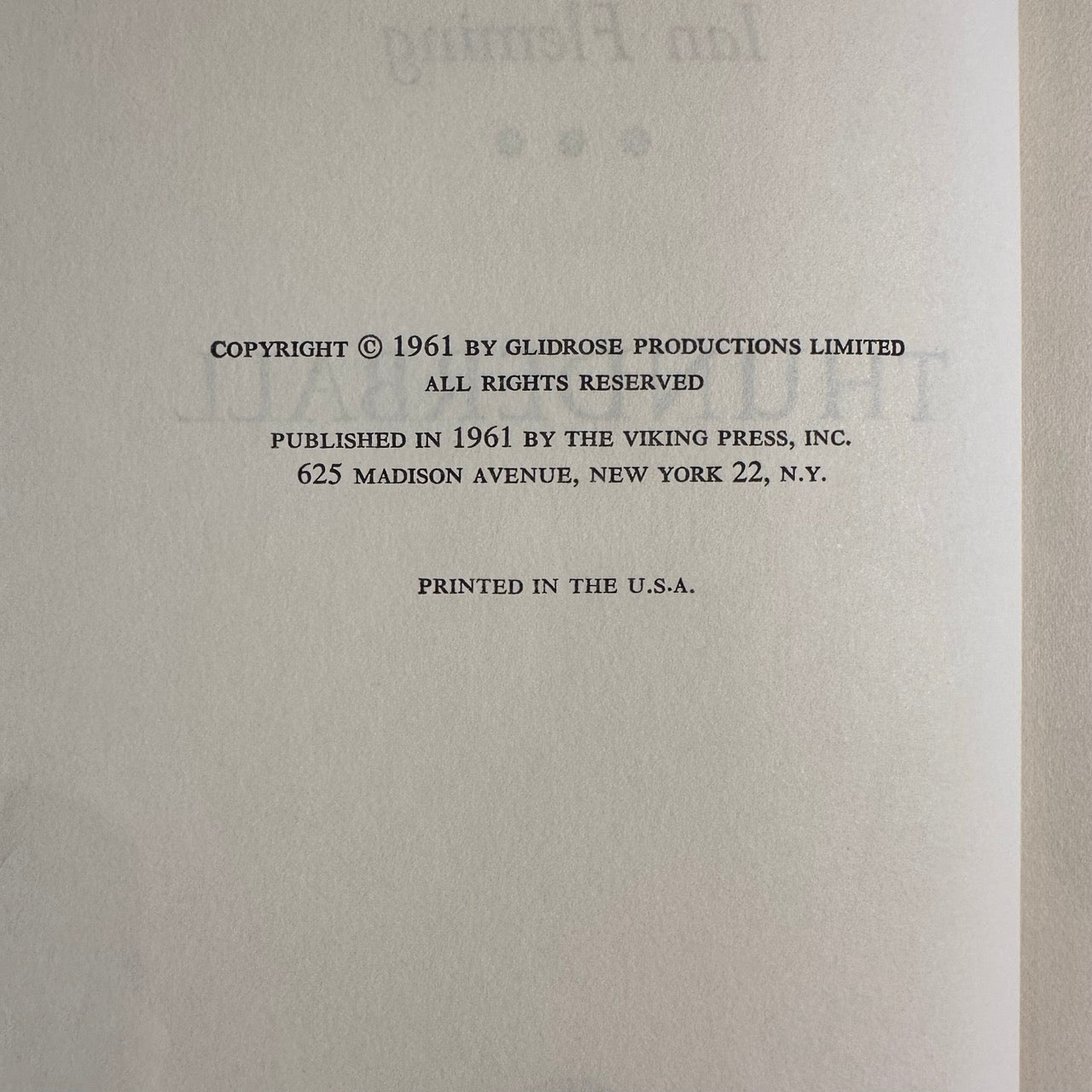 Vintage Fiction Hardback: Ian Fleming - Thunderball BCE