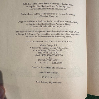 Fantasy Paperback: George RR Martin - A Dance with Dragons FIRST PRINTING