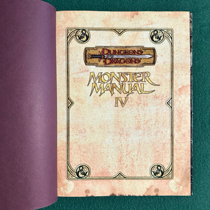 Dungeons & Dragons 3.5 Hardback: Monster Manual IV FIRST PRINTING