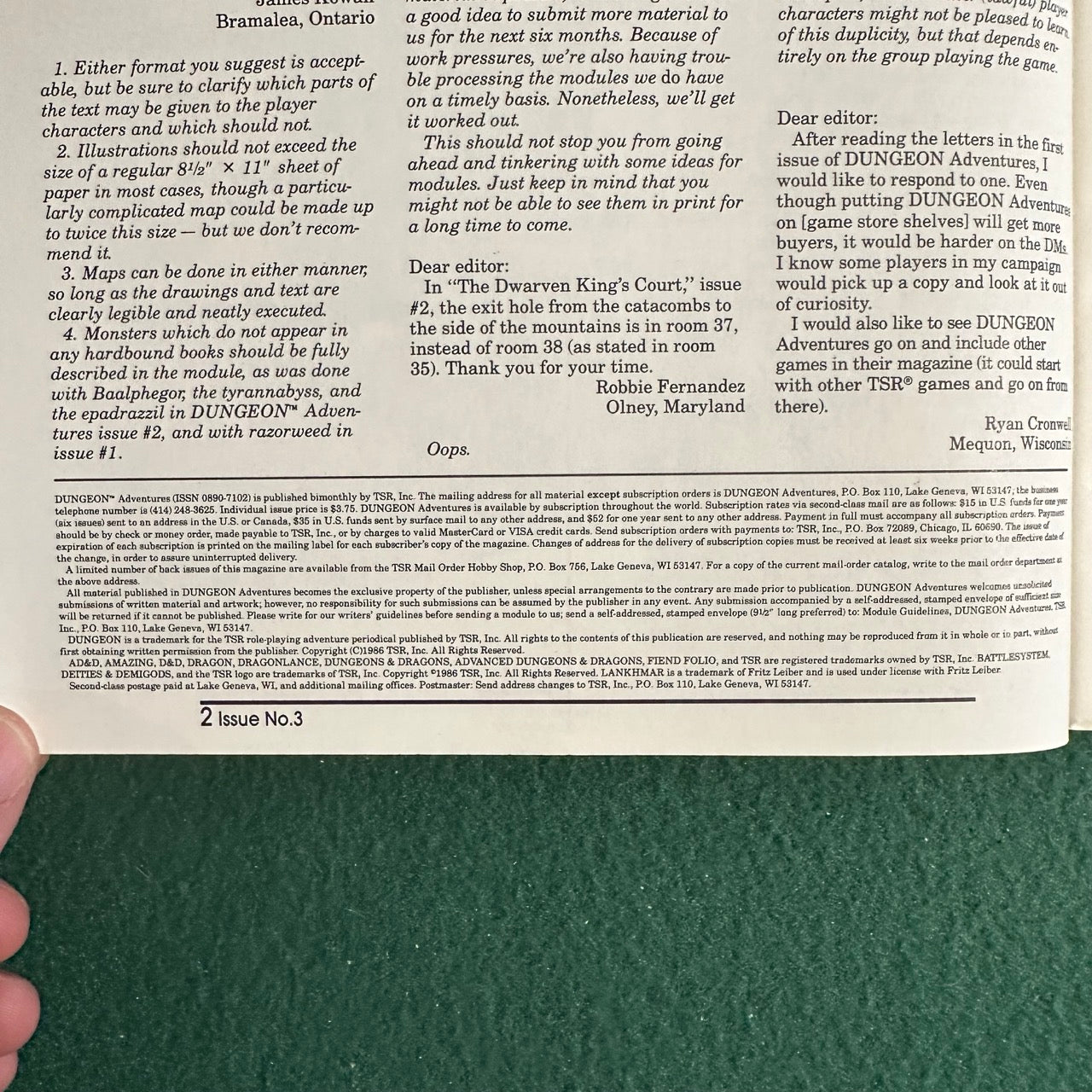 Dungeons & Dragons Magazine: Dungeon #3 TSR