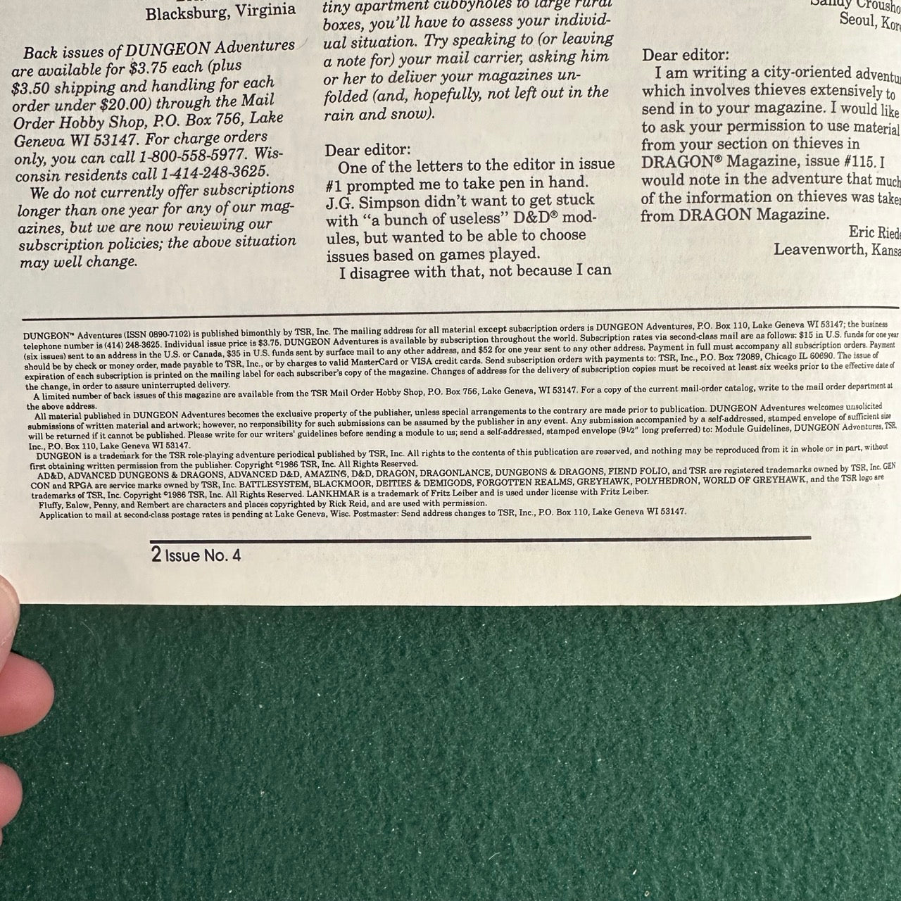 Dungeons & Dragons Magazine: Dungeon #4 TSR
