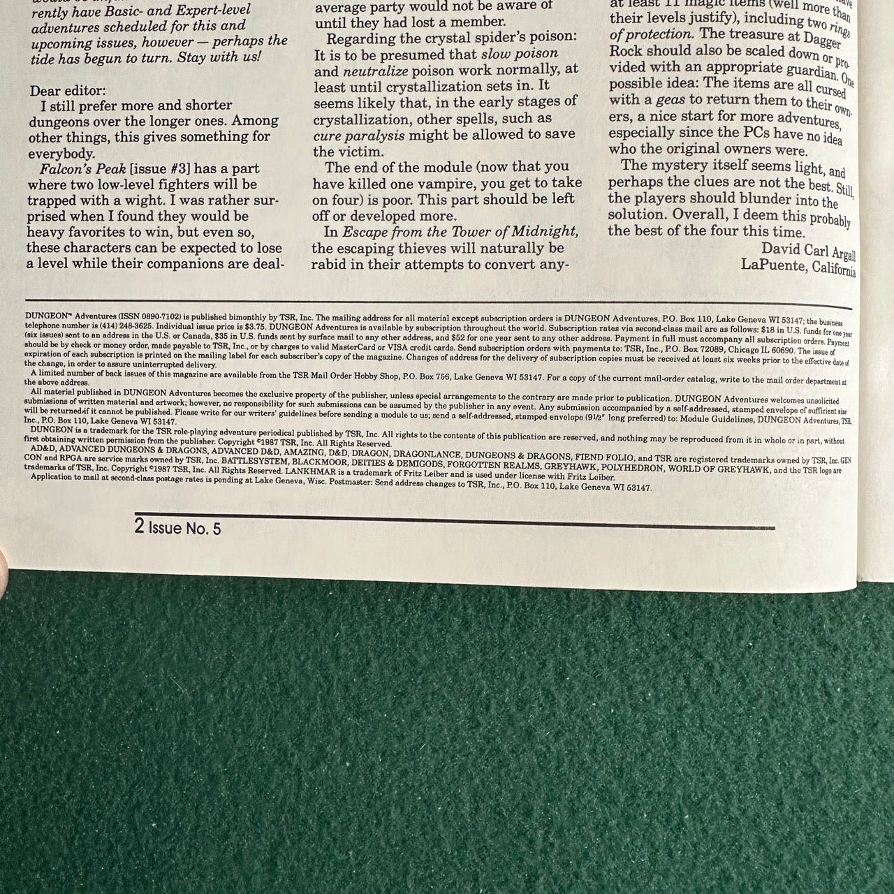 Dungeons & Dragons Magazine: Dungeon #5 TSR