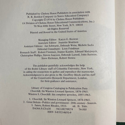 Vintage Non-Fiction Hardback: Robert Rhodes James - Winston S Churchill: His complete Speeches 1897 - 1963, Vols 1-4