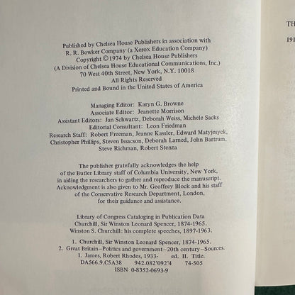 Vintage Non-Fiction Hardback: Robert Rhodes James - Winston S Churchill: His complete Speeches 1897 - 1963, Vols 1-4