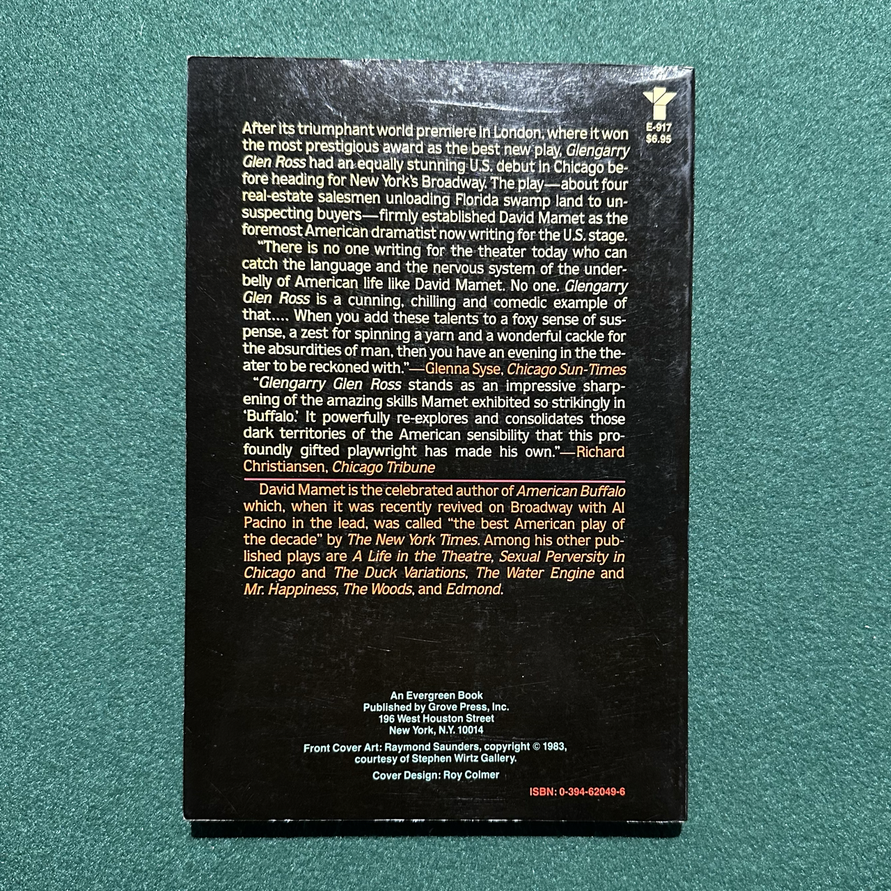 Vintage Fiction Paperback: David Mamet - Glengarry Glen Ross FIRST PRINTING