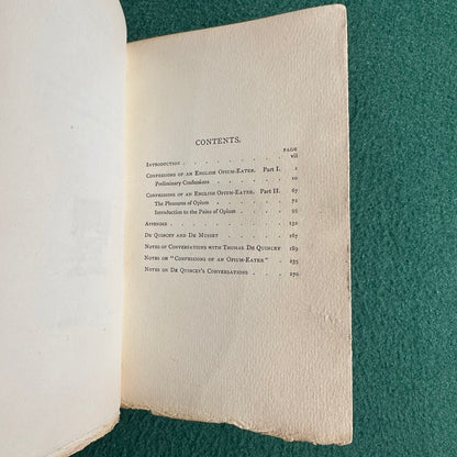 Antique Fiction Hardback: Thomas De Quincey - Confessions of and English Opium-Eater 1885 REPRINT