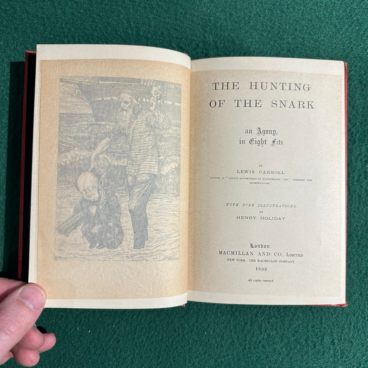 Antique Fiction Hardback: Lewis Carroll - The Hunting of the Snark 1899 REPRINT