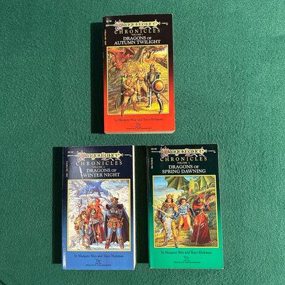 Vintage Dungeons & Dragons Paperbacks: Margaret Weis and Tracy Hickman - Dragonlance Chronicles, Vols 1-3 COMPLETE