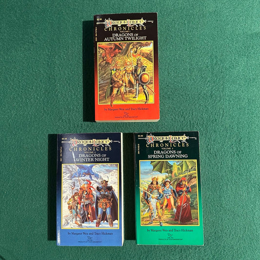 Vintage Dungeons & Dragons Paperbacks: Margaret Weis and Tracy Hickman - Dragonlance Chronicles, Vols 1-3 COMPLETE