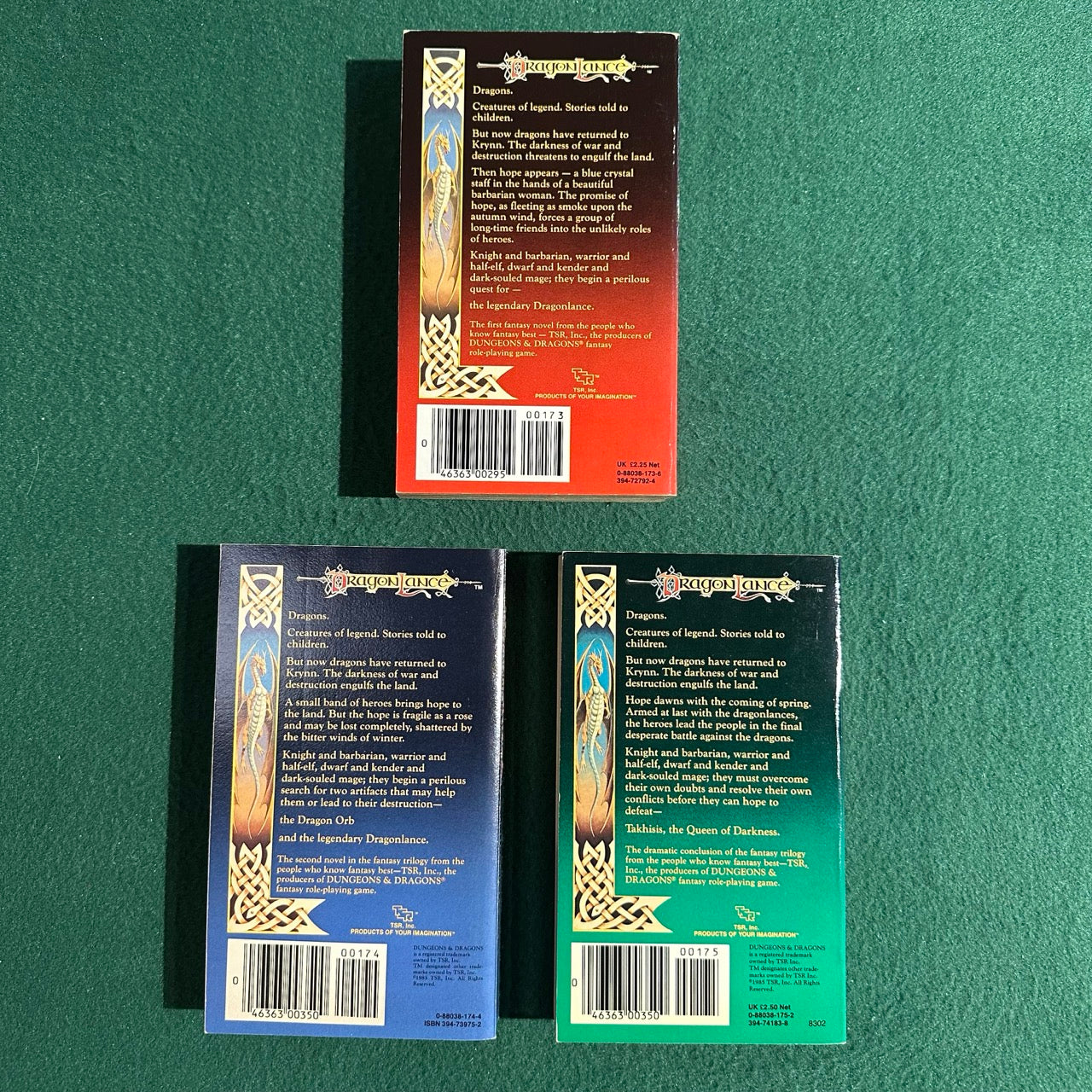 Vintage Dungeons & Dragons Paperbacks: Margaret Weis and Tracy Hickman - Dragonlance Chronicles, Vols 1-3 COMPLETE
