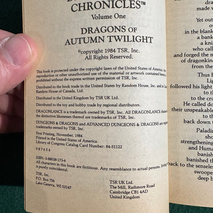 Vintage Dungeons & Dragons Paperbacks: Margaret Weis and Tracy Hickman - Dragonlance Chronicles, Vols 1-3 COMPLETE