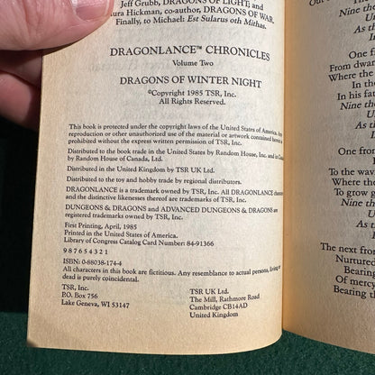 Vintage Dungeons & Dragons Paperbacks: Margaret Weis and Tracy Hickman - Dragonlance Chronicles, Vols 1-3 COMPLETE