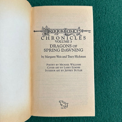 Vintage Dungeons & Dragons Paperbacks: Margaret Weis and Tracy Hickman - Dragonlance Chronicles, Vols 1-3 COMPLETE