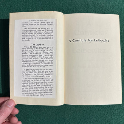 Vintage Fiction Hardback: Walter M Miller, Jr. - A Canticle for Leibowitz THIRD PRINTING