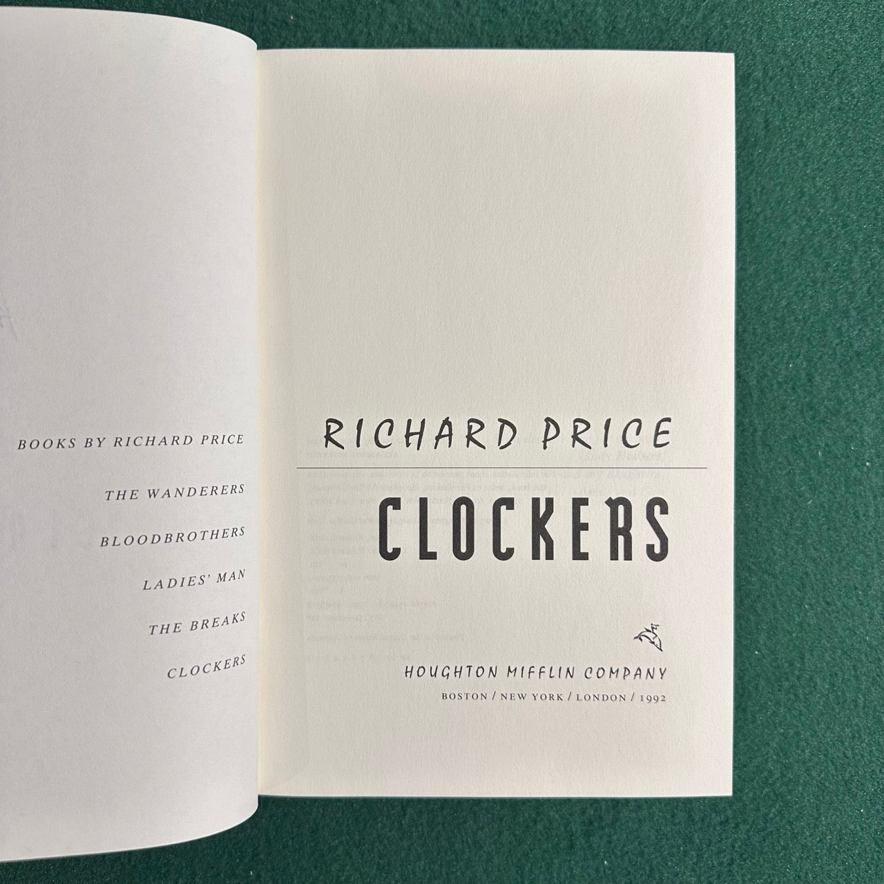 Vintage Fiction Hardback: Richard Price - Clockers SIGNED FIRST EDITION