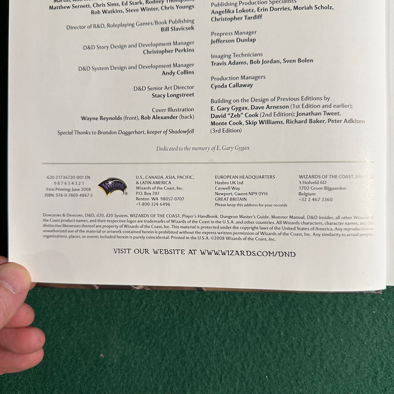 Dungeons & Dragons 4e Rulebook: Player's Handbook FIRST PRINTING