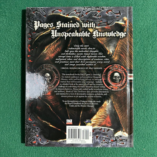 Dungeons & Dragons 3.5e Accessory: The Book of Vile Darkness FIRST PRINTING