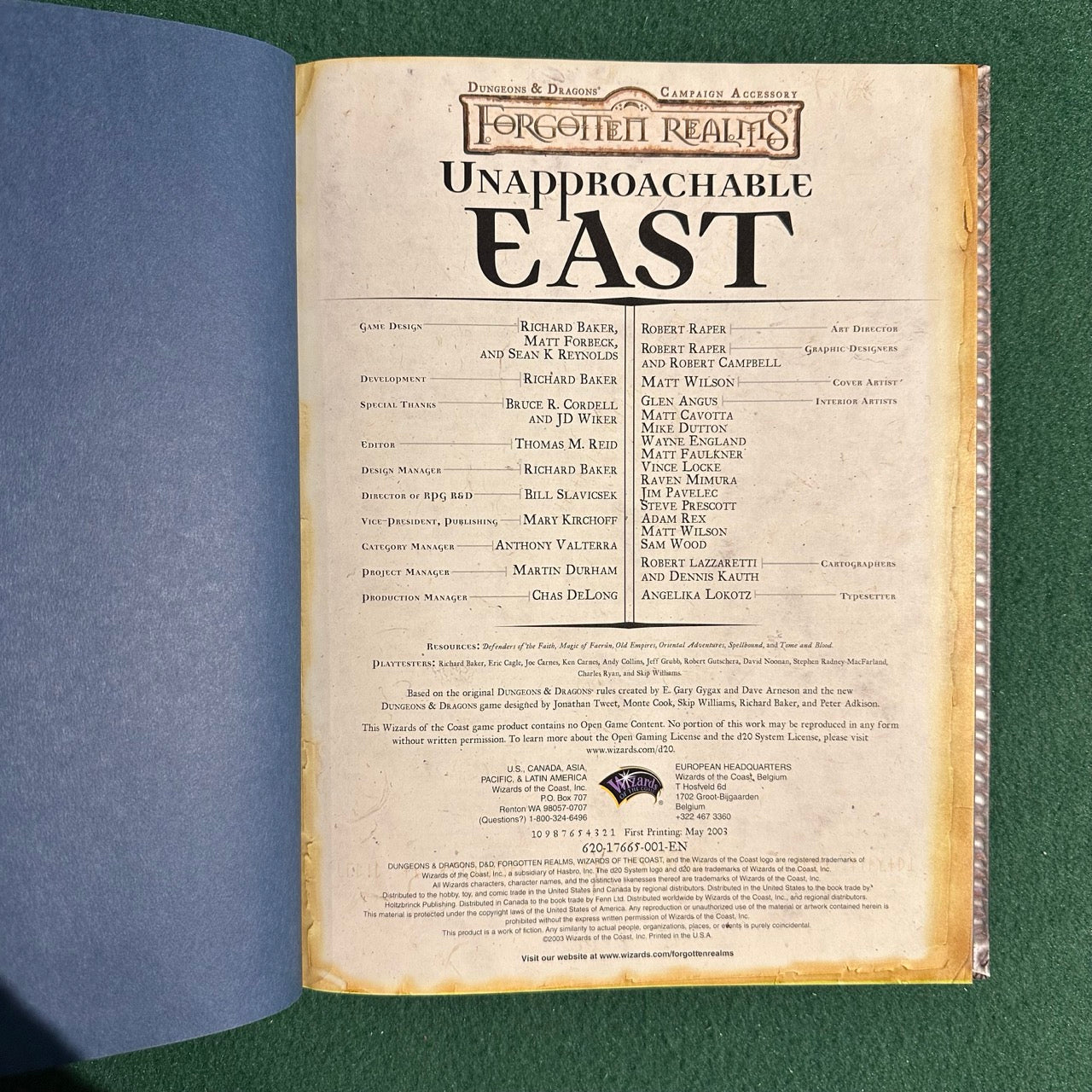 Dungeons & Dragons 3e Accessory: Forgotten Realms: Unapproachable East FIRST PRINTING