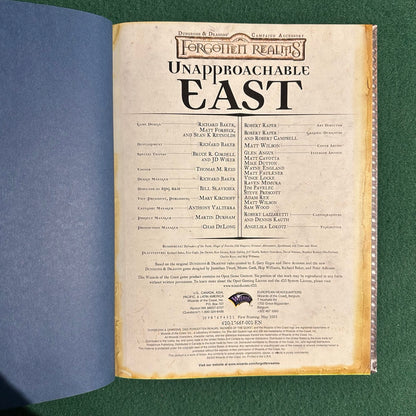 Dungeons & Dragons 3e Accessory: Forgotten Realms: Unapproachable East FIRST PRINTING