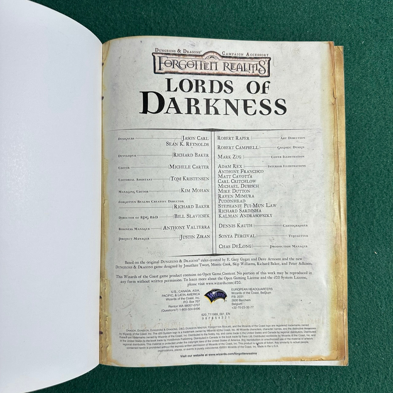 Dungeons & Dragons 3e Supplement: Forgotten Realms: Lords of Darkness FIRST PRINTING