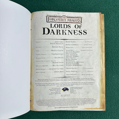 Dungeons & Dragons 3e Supplement: Forgotten Realms: Lords of Darkness FIRST PRINTING