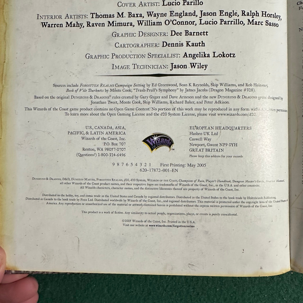 Dungeons & Dragons 3e Supplement: Forgotten Realms: Champions of Ruin FIRST PRINTING