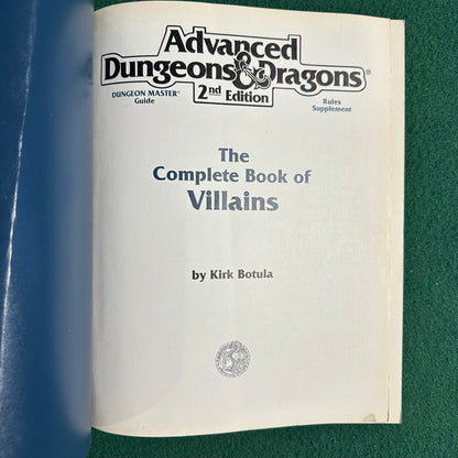 Vintage Advanced Dungeons & Dragons 2e Supplement: The Complete Book of Villains