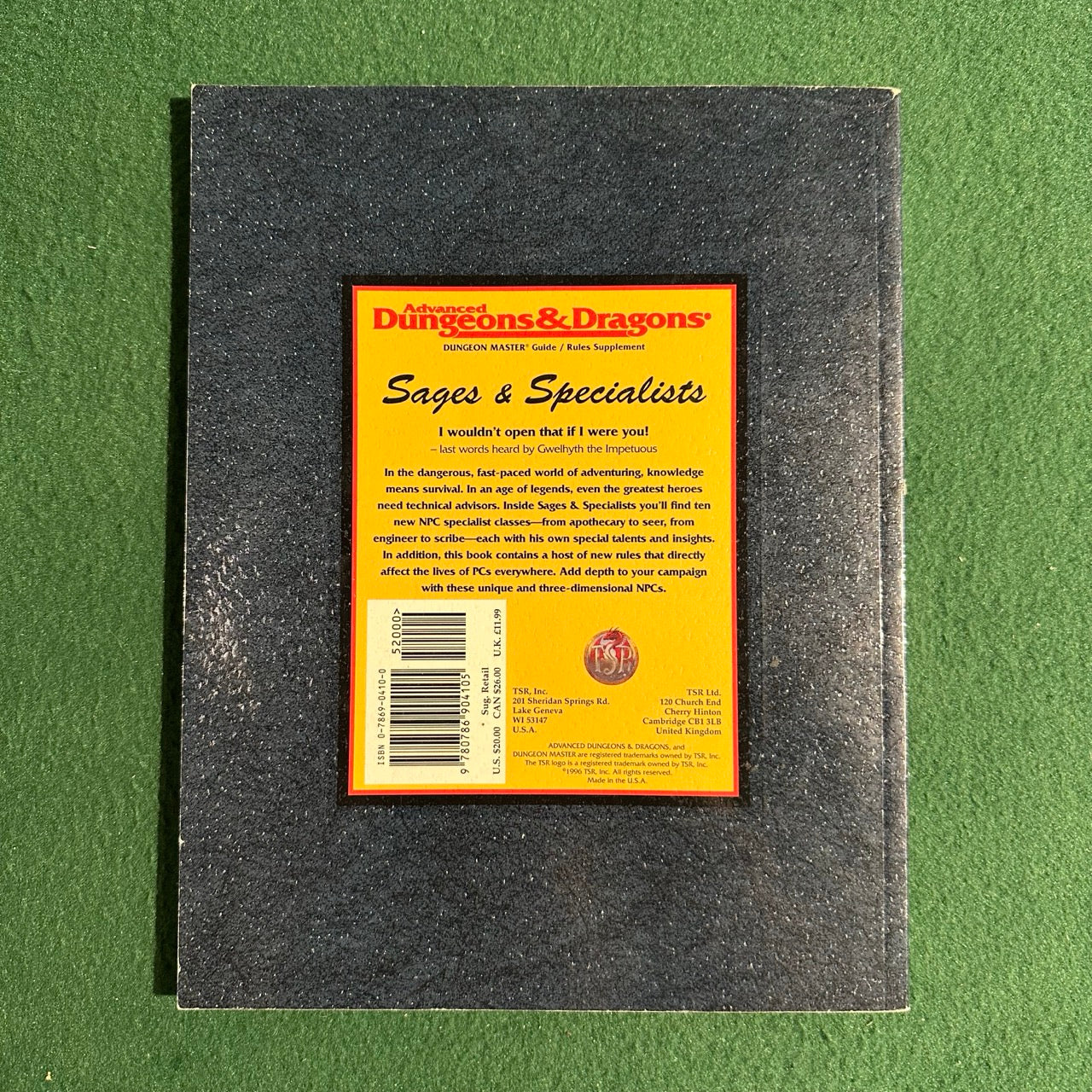 Vintage Advanced Dungeons & Dragons Supplement: Sages & Specialists