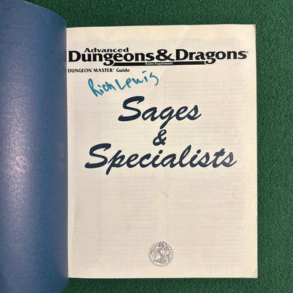Vintage Advanced Dungeons & Dragons Supplement: Sages & Specialists