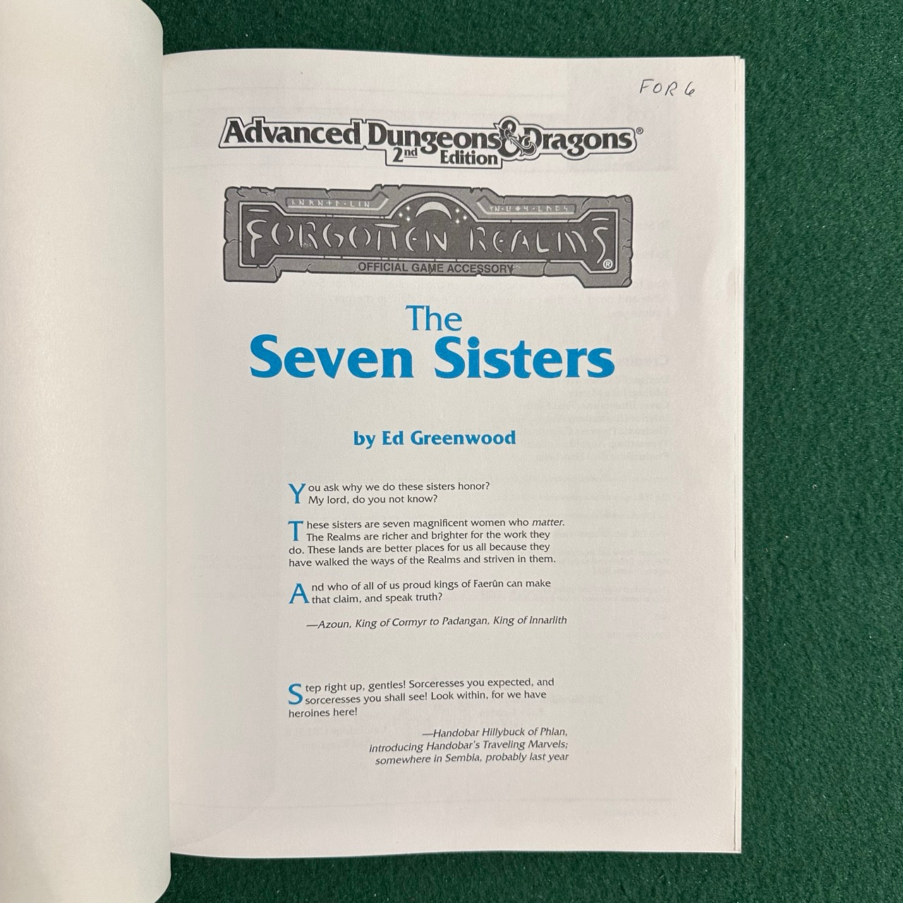 Vintage Advanced Dungeons & Dragons 2e Accessory: Forgotten Realms: The Seven Sisters