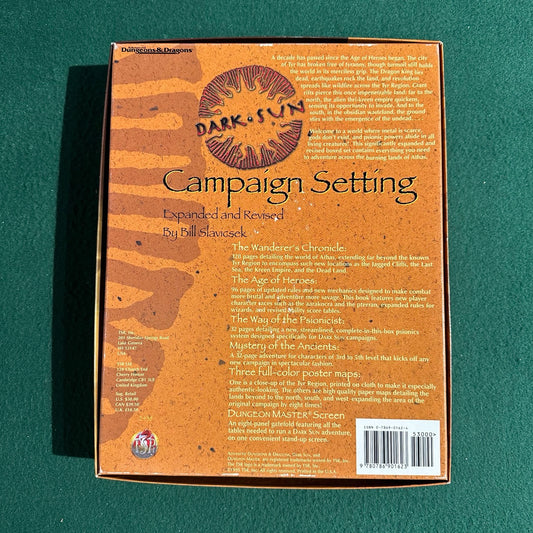 Advanced Dungeons & Dragons 2e Boxset: Dark Sun: Campaign Setting, Expanded and Revised 2438 COMPLETE