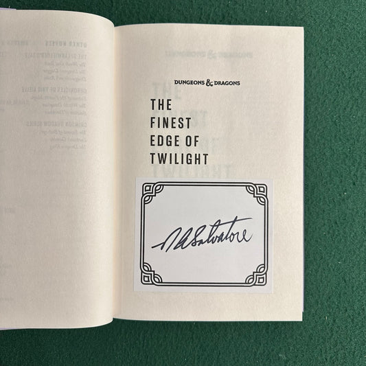 Dungeons & Dragons Hardback: R A Salvatore - The Finest Edge of Twilight SIGNED FIRST EDITION