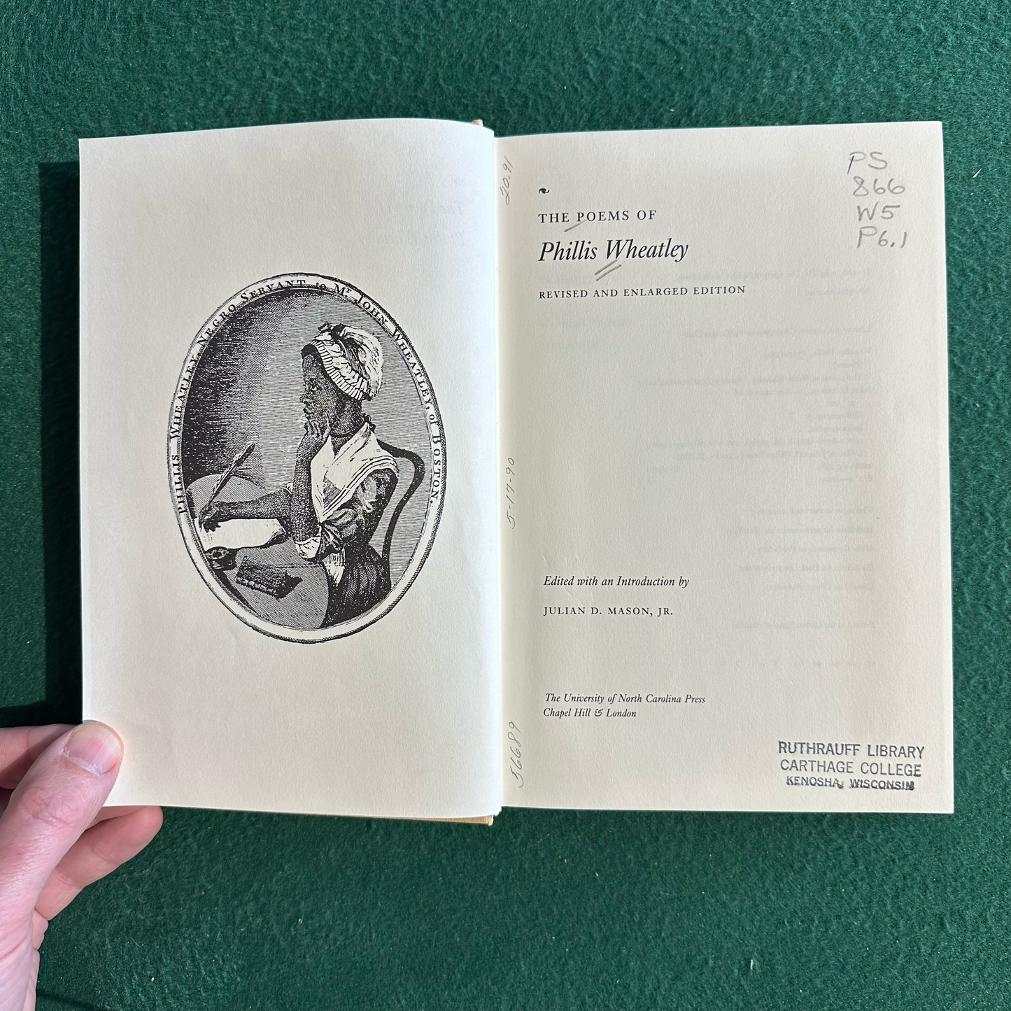 Vintage Poetry Hardback: The Poems of Phillis Wheatley, Edited by Julian D Mason FIRST EDITION