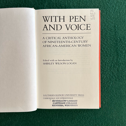 Vintage Non-Fiction Hardback: With Pen and Voice, Edited by Shirley Wilson Logan FIRST EDITION