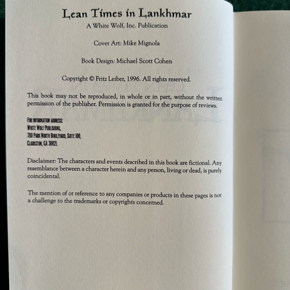 Vintage Fantasy Hardback: Fritz Leiber - Lean Times in Lankhmar