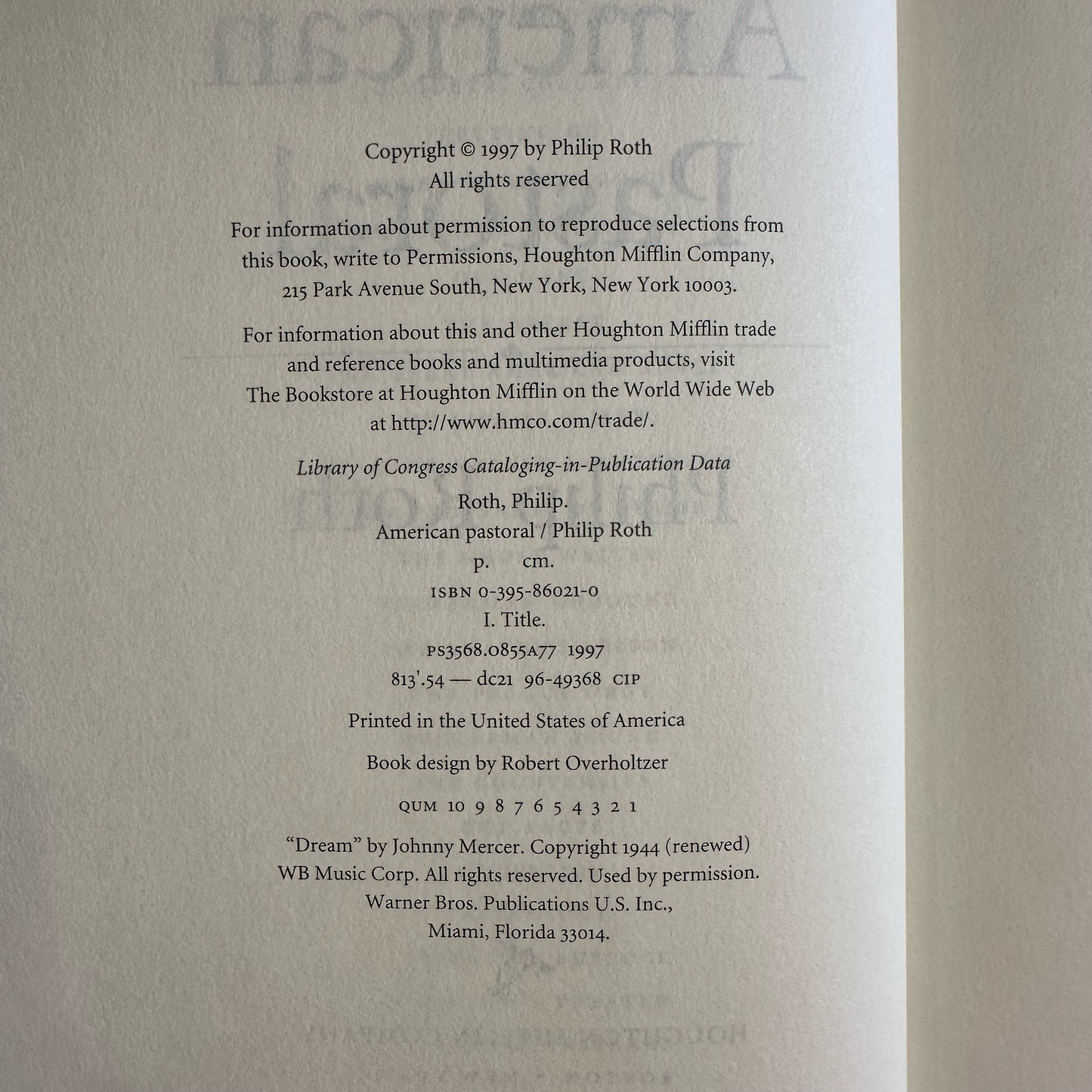 Vintage Fiction Hardback: Philip Roth - American Pastoral FIRST EDITION