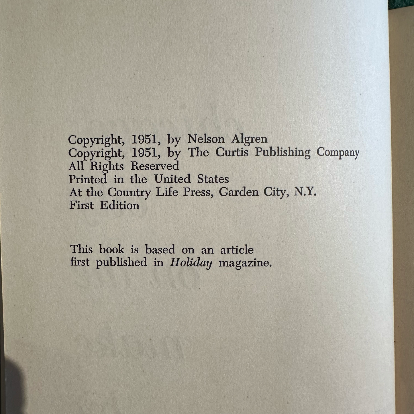 Vintage Non-Fiction Hardback: Nelson Algren - Chicago: City on the Make FIRST EDITION