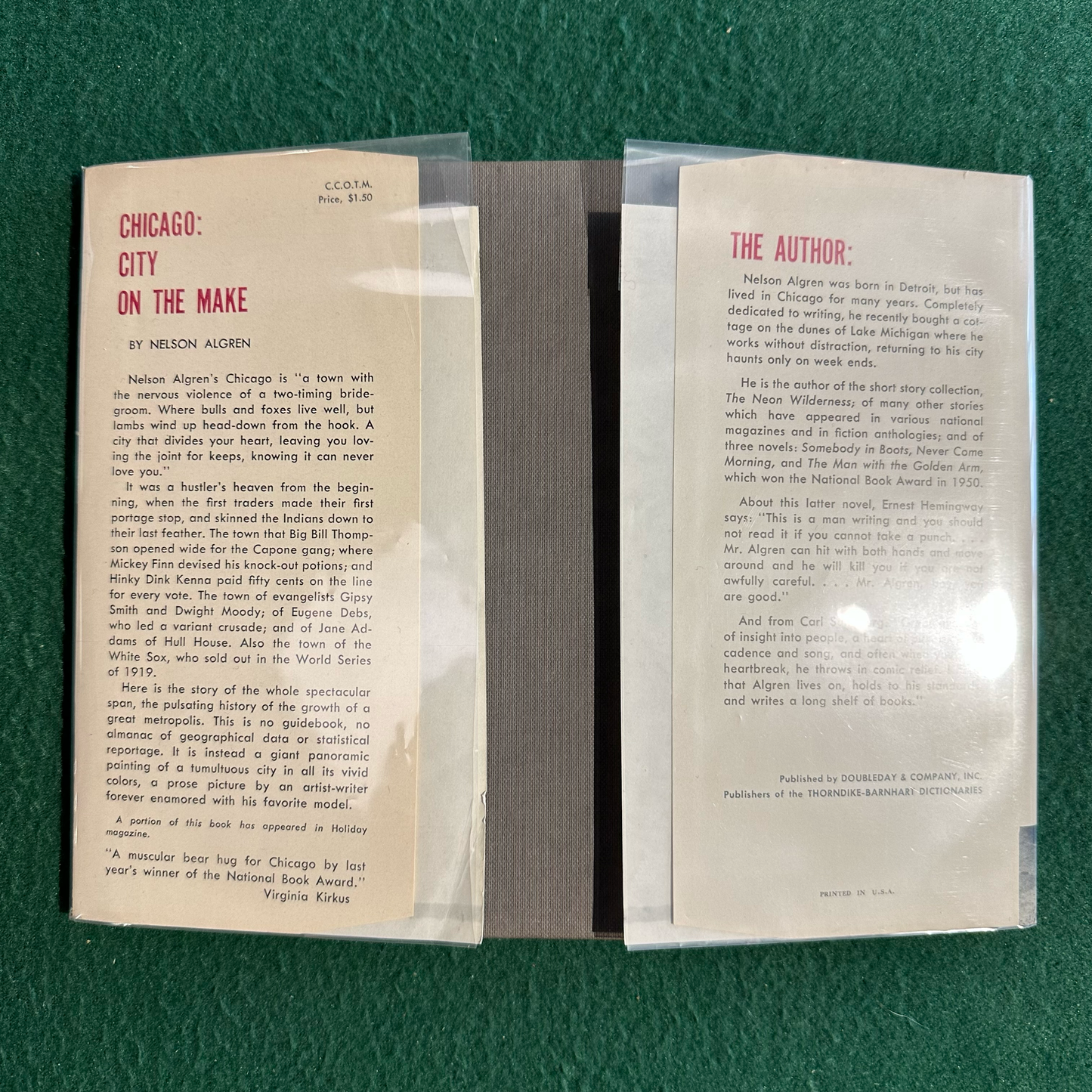 Vintage Non-Fiction Hardback: Nelson Algren - Chicago: City on the Make FIRST EDITION