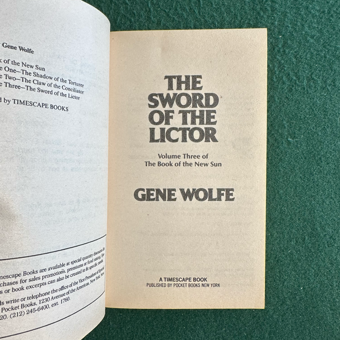 Vintage Fantasy Paperback: Gene Wolfe - The Sword of the Lictor FIRST PRINTING