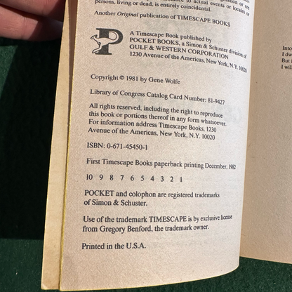 Vintage Fantasy Paperback: Gene Wolfe - The Sword of the Lictor FIRST PRINTING